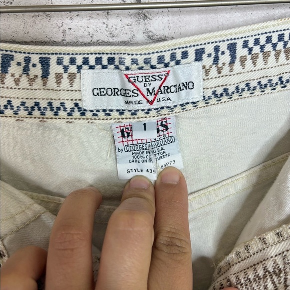 Vintage Guess Tribal Aztec Geometric Cut Off Button Fly Shorts - Picture 2 of 5